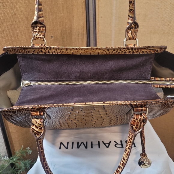 Brahmin Petra II Large Tote Bag Toasted Harmonia Croc Embossed Leather Purse - Picture 10 of 16